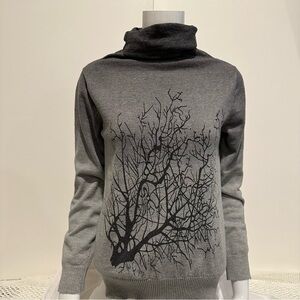 Gray black Women’s pullover sweater size S. Tree graphic